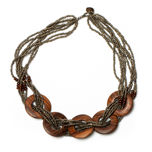 Multi Strand Wooden Ring Necklace