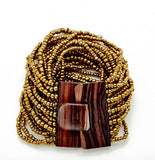 Multi-Strand Bracelet With Wooden Clasp