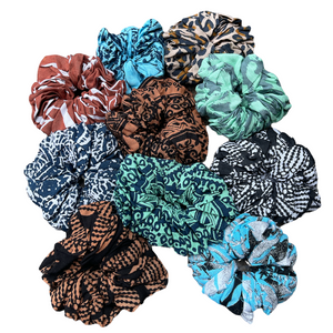 Pack Of Ten Assorted Tie Dye Scrunchies
