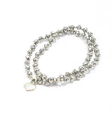 Double Strand Crystal Bracelet With Heart Charm