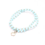 Double Strand Crystal Bracelet With Heart Charm