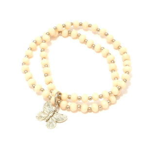 Double Strand Crystal Bracelet With Butterfly Charm