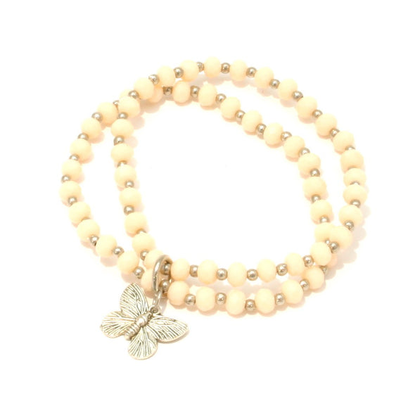 Double Strand Crystal Bracelet With Butterfly Charm