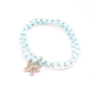 Double Strand Crystal Bracelet With Butterfly Charm