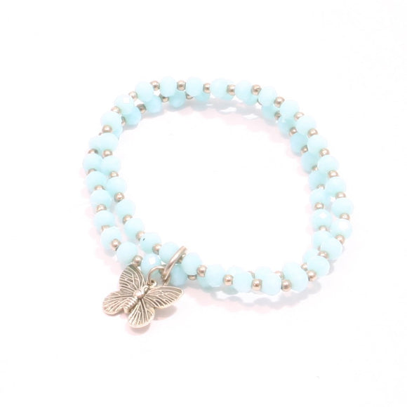 Double Strand Crystal Bracelet With Butterfly Charm