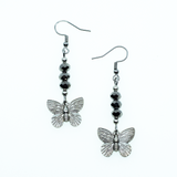 Crystal Bead Butterfly Charm Earrings