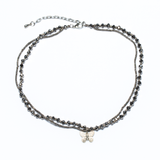 Double Strand Crystal Bead Necklace With Charms