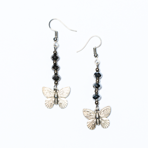 Crystal Bead Drop Earrings With Charms