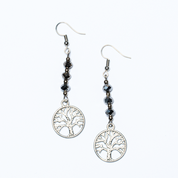 Crystal Bead Drop Earrings With Charms