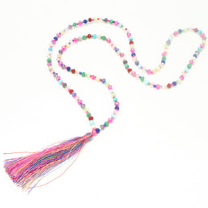 Crystal Bead Tassel Necklace