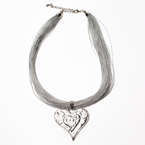 Beaten Heart Necklace On Multi Thread