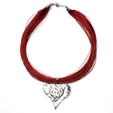 Beaten Heart Necklace On Multi Thread