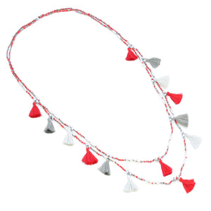 Long Double Strand Tassel Necklace - Flamingo Boutique
