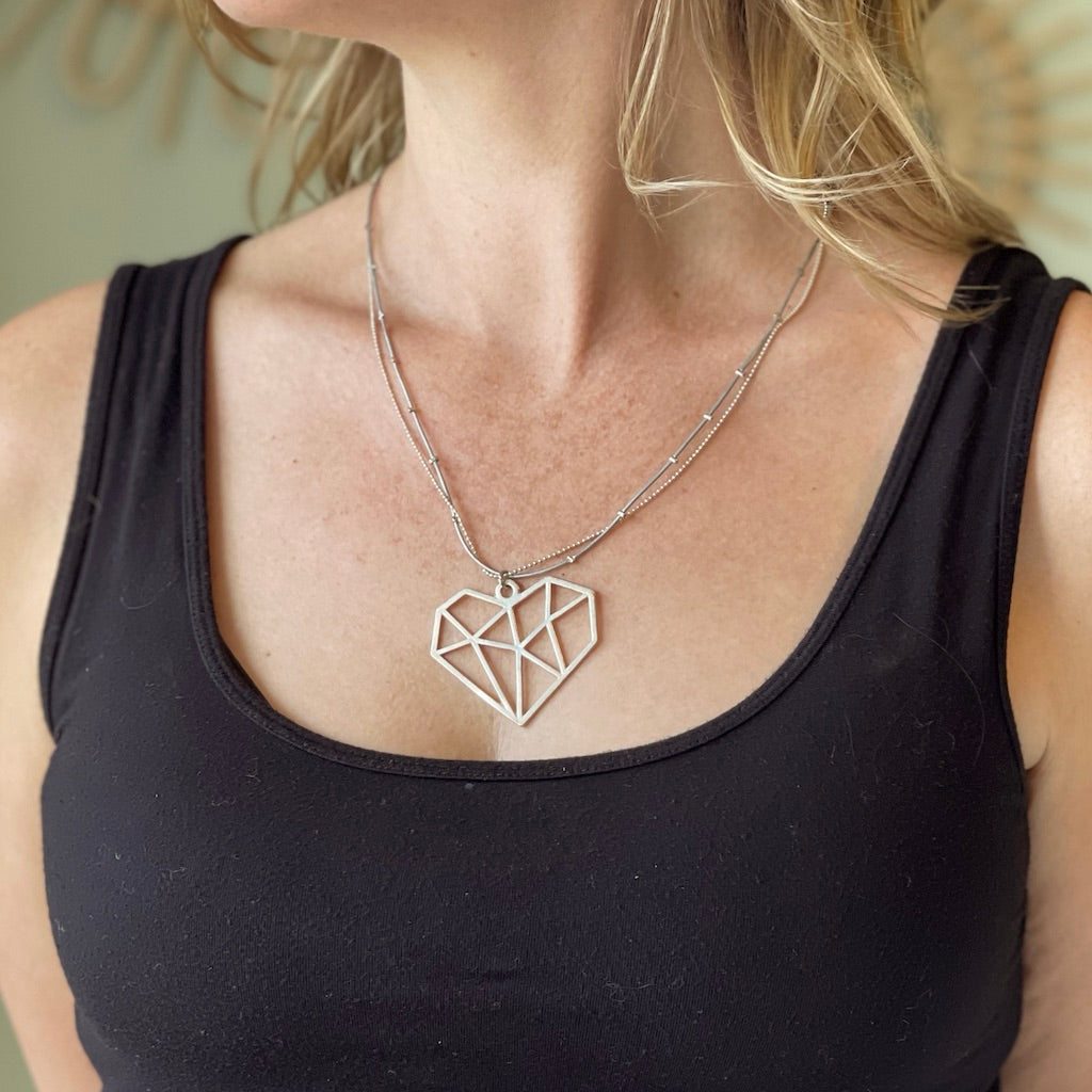 Double strand silver necklace outlet