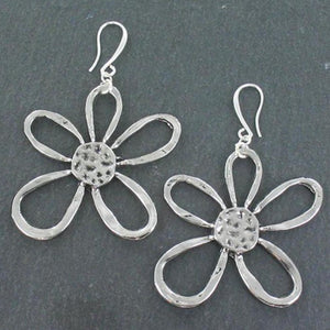 Open Flower Earrings in Silver Plate