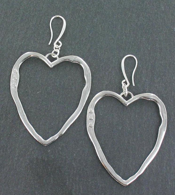 Open Heart Earrings in Silver Plate