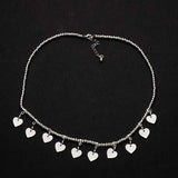 Silver Plate Short Charm Necklace With Drop Hearts