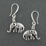 Elephant Charm Earrings in Silver Plate