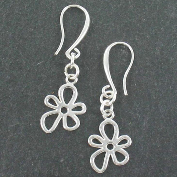 Flower Charm Earrings in Silver Plate
