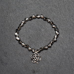 Rose Charm Nugget Bracelet in Silver Plate