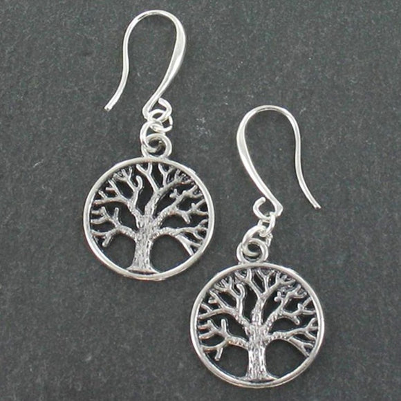 Tree of Life Charm Earrings in Silver Plate