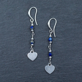 Blue Crystal Charm Earrings In Silver Plate