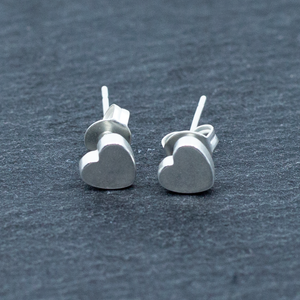 Small Heart Silver Plate Stud Earrings