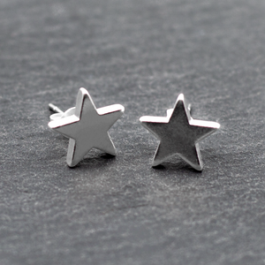Star Silver Plate Stud Earrings