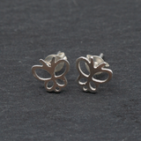 Open Butterfly Silver Plate Stud Earrings