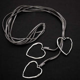 Triple Heart Necklace on Suede in Silver Plate