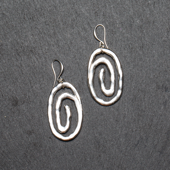 Swirl Pendant Earrings In Silver Plate
