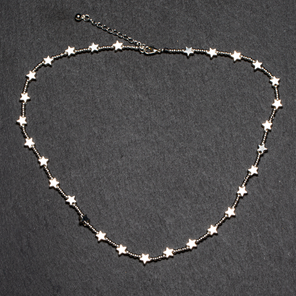 Short Star Necklace In Silver Plate