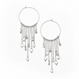 Ring & Charms Earrings In Silver Plate