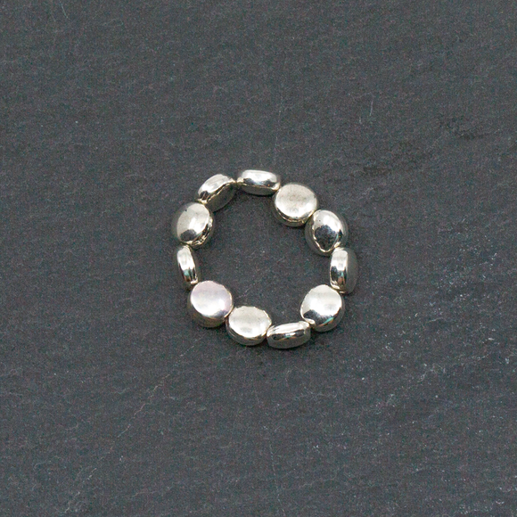 Elasticated Disc Ring In Silver Plate