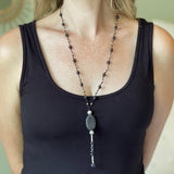 Lava Stone Necklace With Pebble in Silver Plate