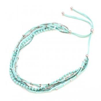 Multi-Strand Suede And Crystal Bead Necklace - Flamingo Boutique