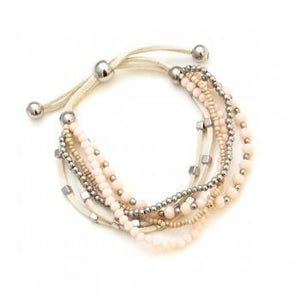 Multi-Strand Suede And Crystal Bead Bracelet - Flamingo Boutique