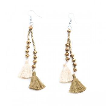 Double Tassel Crystal Drop Earring - Flamingo Boutique